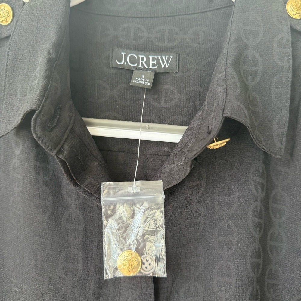 NWT J. Crew Drapey Jacquard-Print Shirt Black - Picture 7 of 8